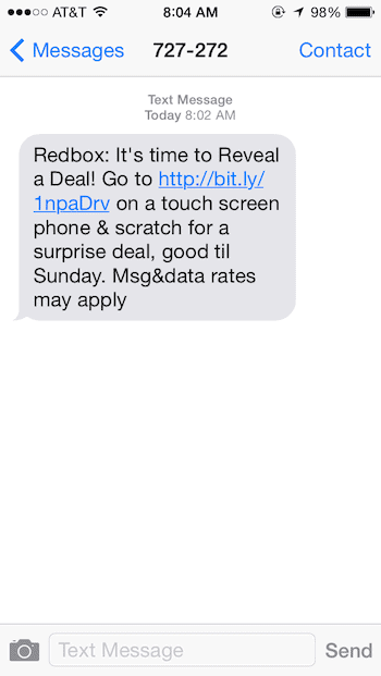 Redbox Text Message