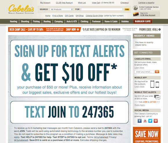 Cabela’s Text Message Marketing