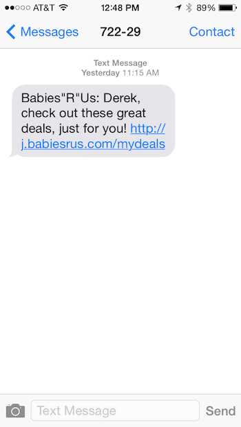 BabiesRUs SMS Campaign