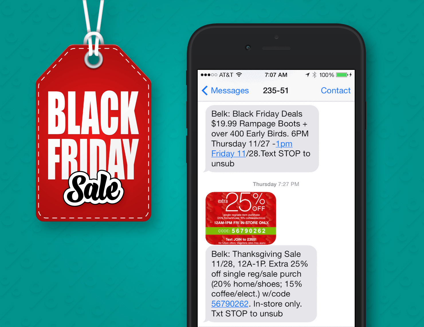 Black Friday SMS Marketing Example From Belk