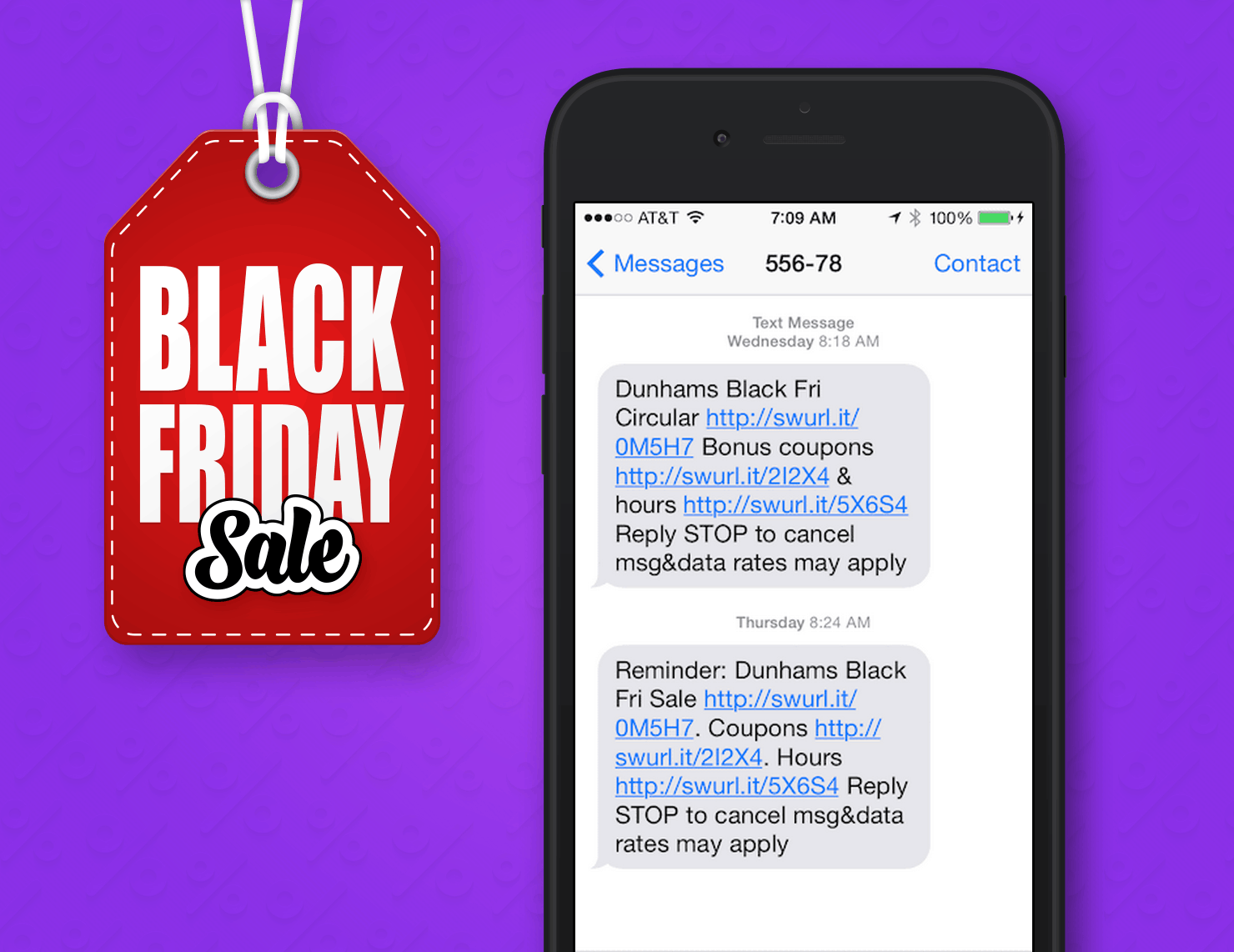 Black Friday SMS Marketing Example From Dunhams