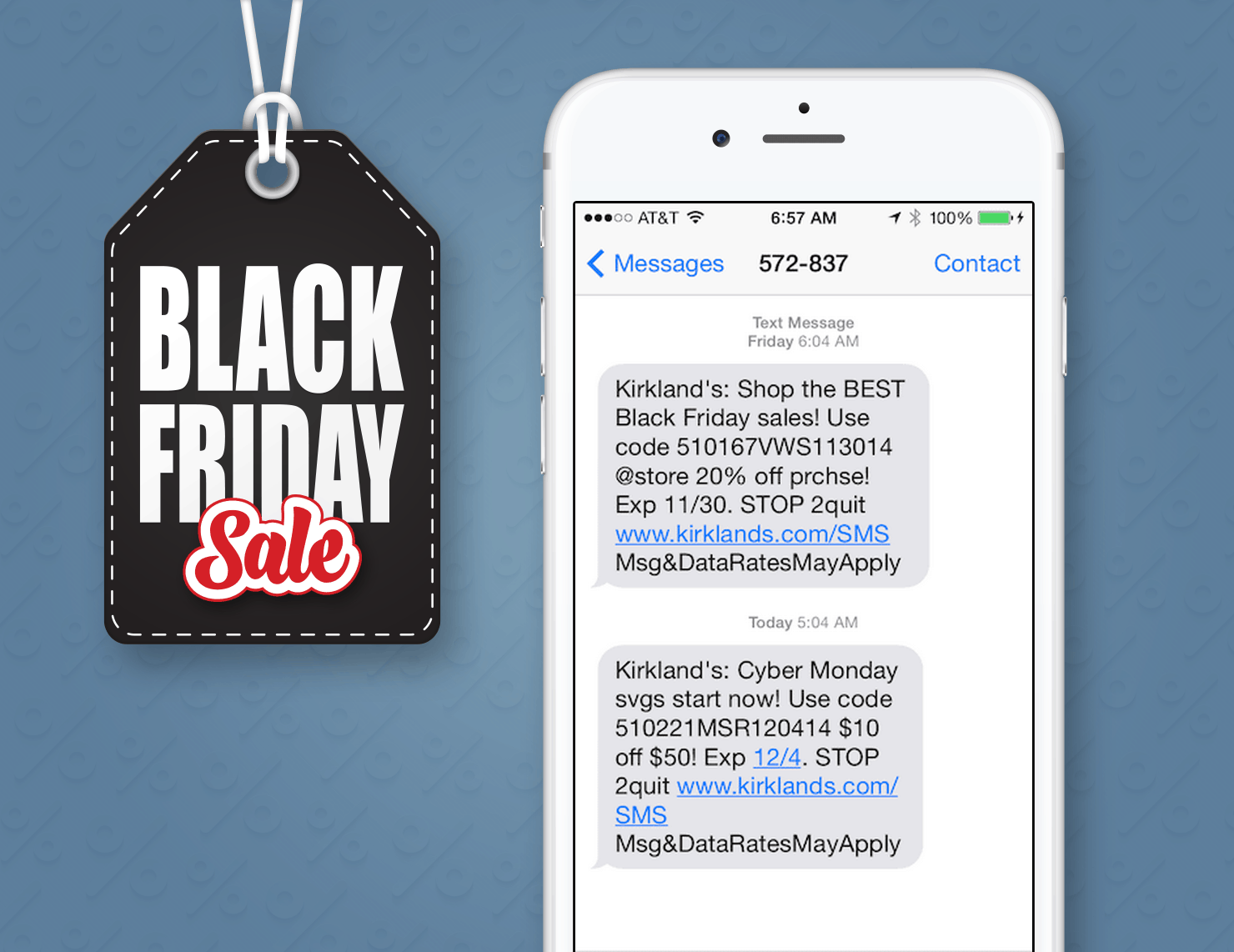 Black Friday SMS Marketing Example From Kirklands
