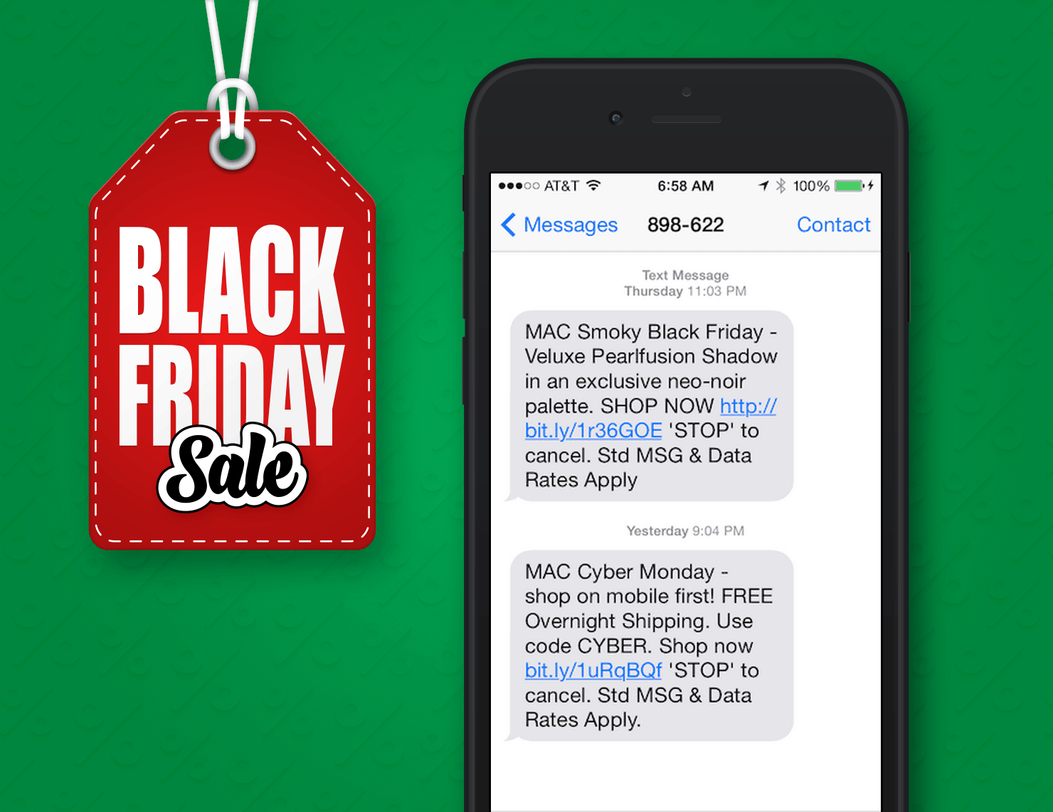 Black Friday SMS Marketing Example From MAC Cosmetics