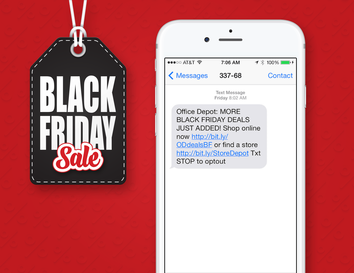 Black Friday SMS Marketing Example From Office Depot