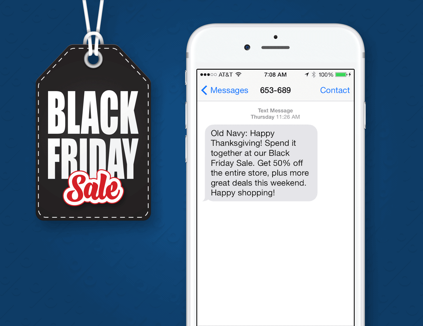 Black Friday SMS Marketing Example From Old Navy