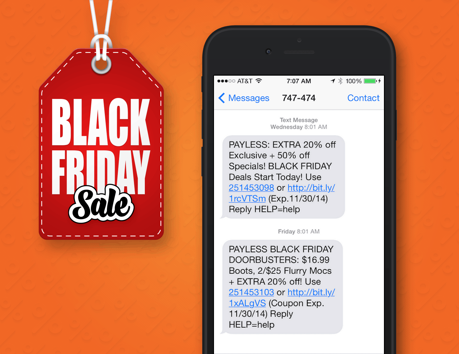 Black Friday SMS Marketing Example From Payless Shoes