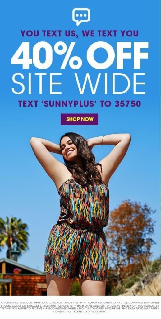 Wetseal Text Message Advertising Example 2