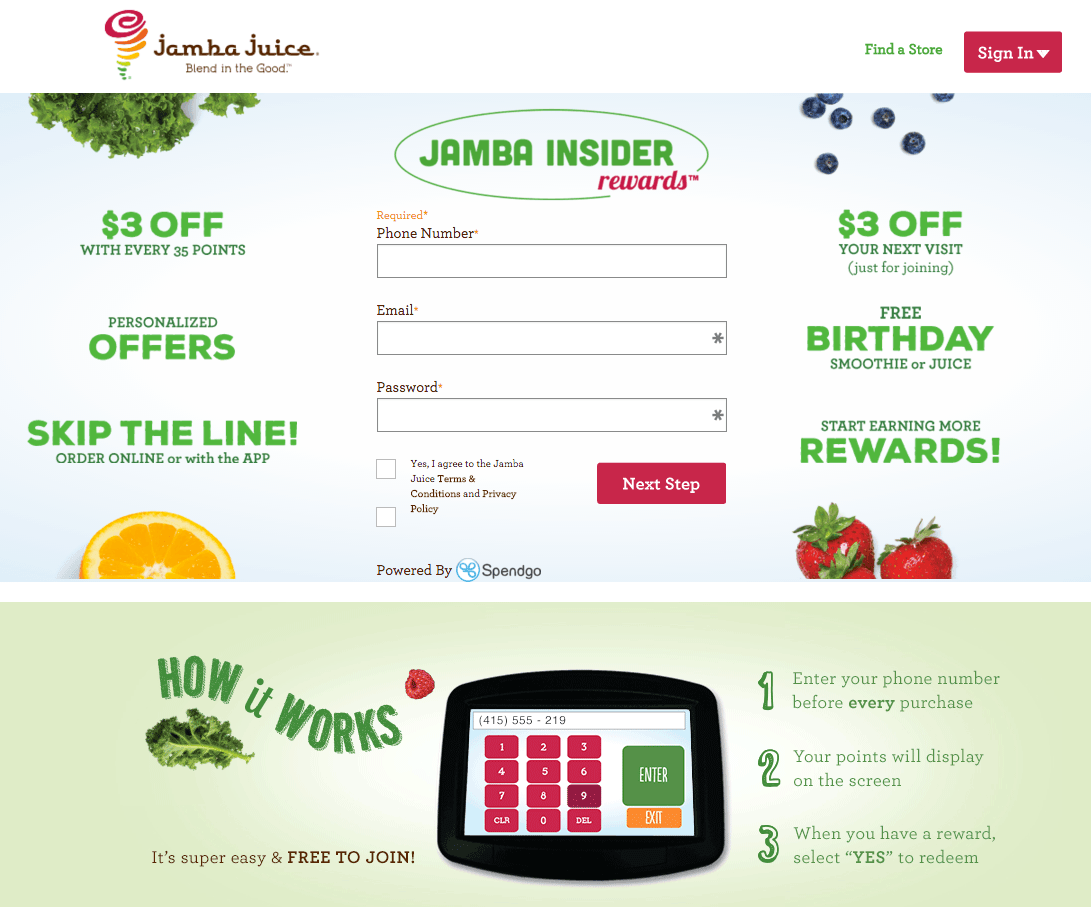 Jamba Juice SMS Loyalty Program - Sign Up