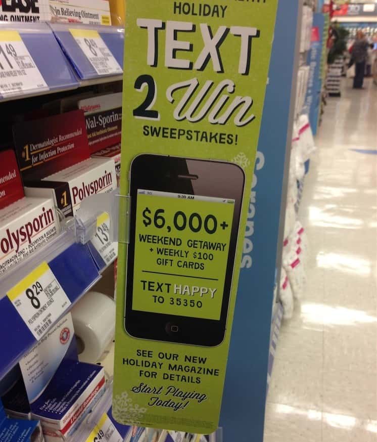 Rite Aid Text to Win Sweepstakes Example
