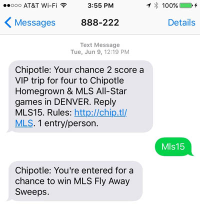 Chipotle SMS Contest