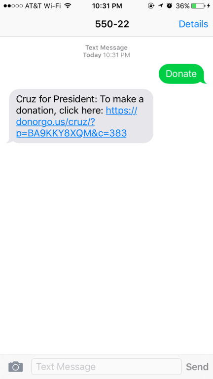 Text Cruz - Text DONATE to 82623