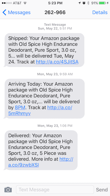 Amazon Package Alert Text Message