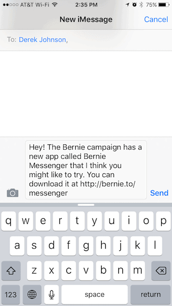 Bernie Sanders Text Message Example 4