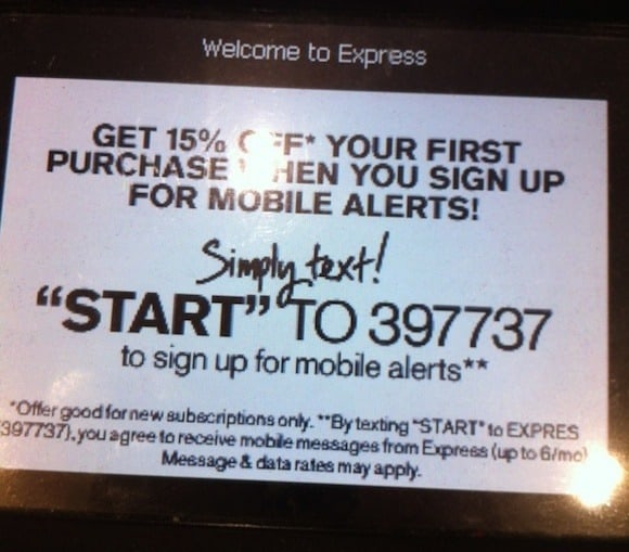 Express Text Message Advertising Example 1