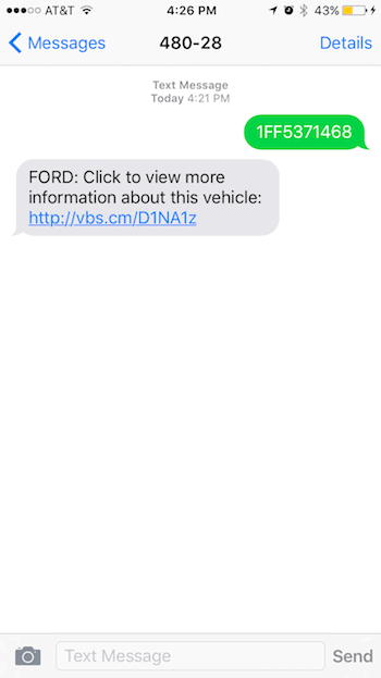 Ford Window Sticker Text Message