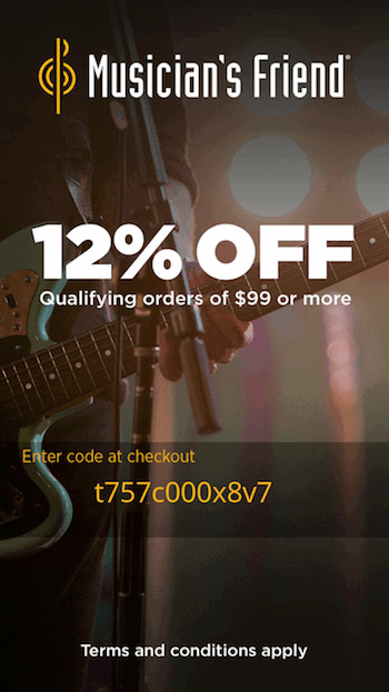 MMS Coupon Example 2 - Musicians Friend