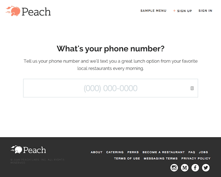 Peach Food Delivery Onboarding - Mobile Phone Number