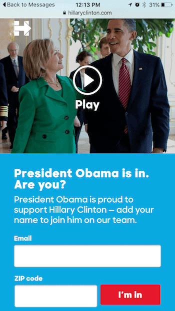 Hillary Clinton Political Campaign Mobile Video