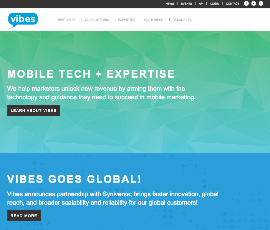 Vibes Mobile Marketing Website