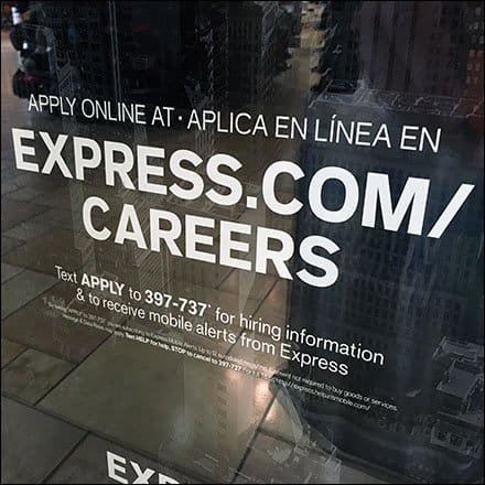 Text Message Advertising Example In-Store from Express Clothing