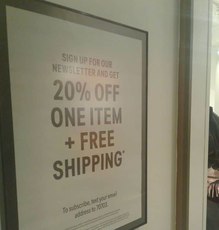 H&M Uses SMS to Increase Email Subscriber Database - In-Store Advertising 2
