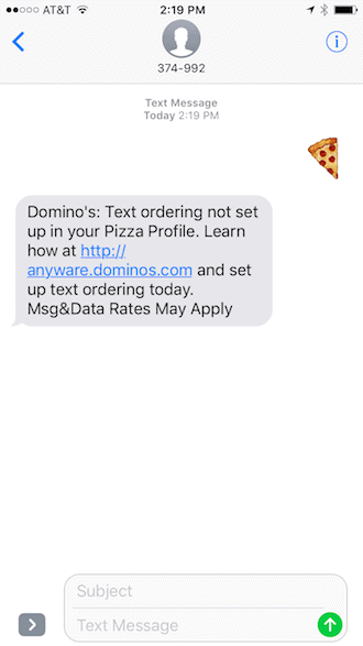 Text Message Emoji to Order Domino's Pizza - Step 2