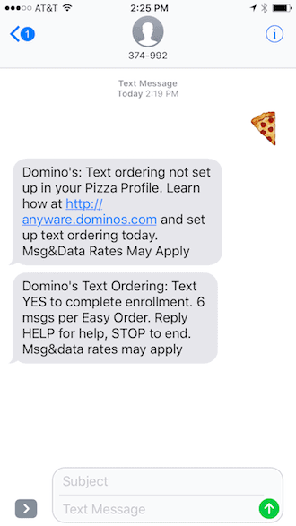 Text Message Emoji to Order Domino's Pizza - Step 3