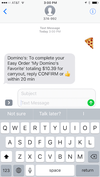 Text Message Emoji to Order Domino's Pizza - Step 6