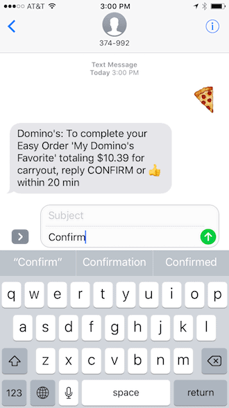 Text Message Emoji to Order Domino's Pizza - Step 7
