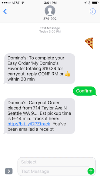 Text Message Emoji to Order Domino's Pizza - Step 8