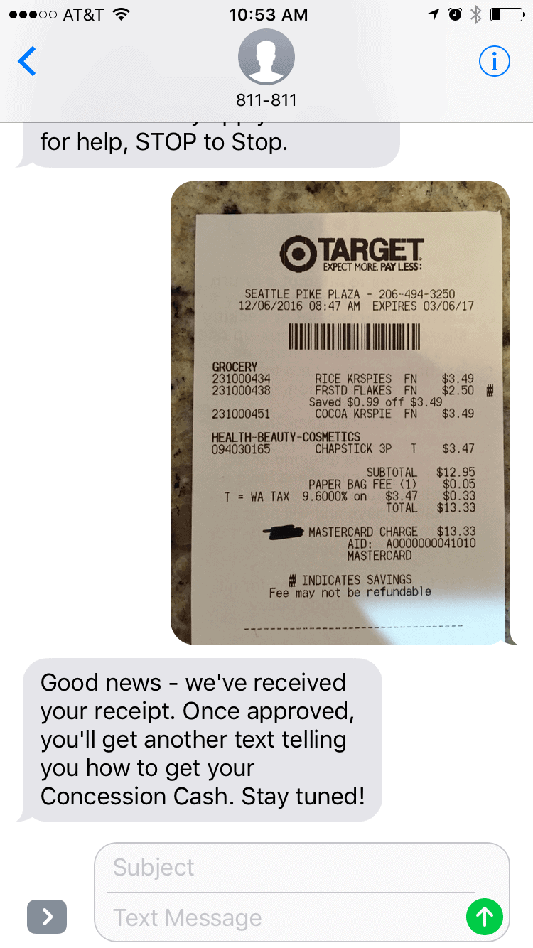 Text Message a Photo of Your Receipt - Step 4