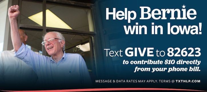 Top 10 SMS Marketing Blog Posts of 2016 - Bernie Sanders Text Messaging