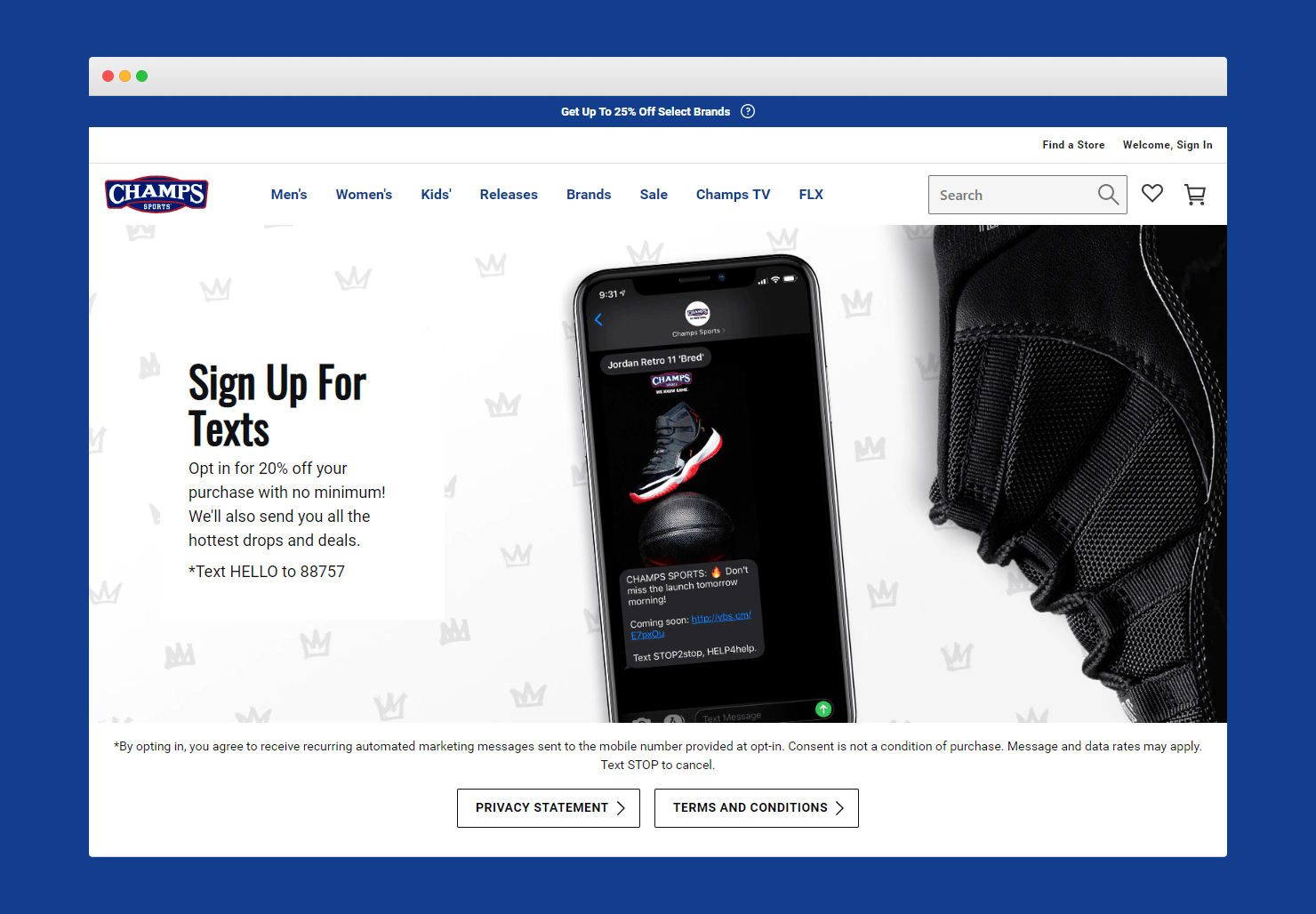 Champs Sports - Retail SMS Marketing Example