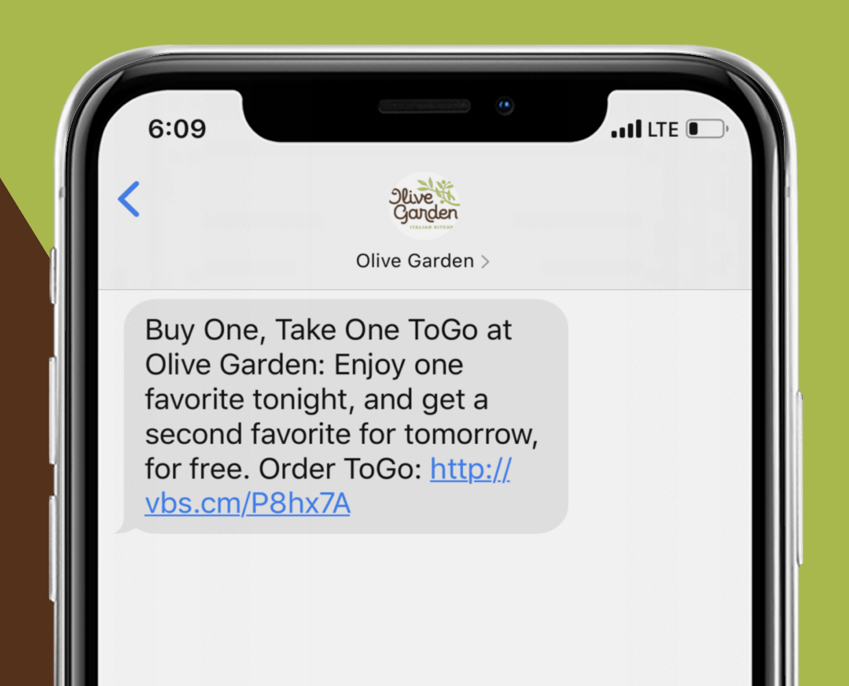 Olive Garden SMS Marketing Example for Restaurants