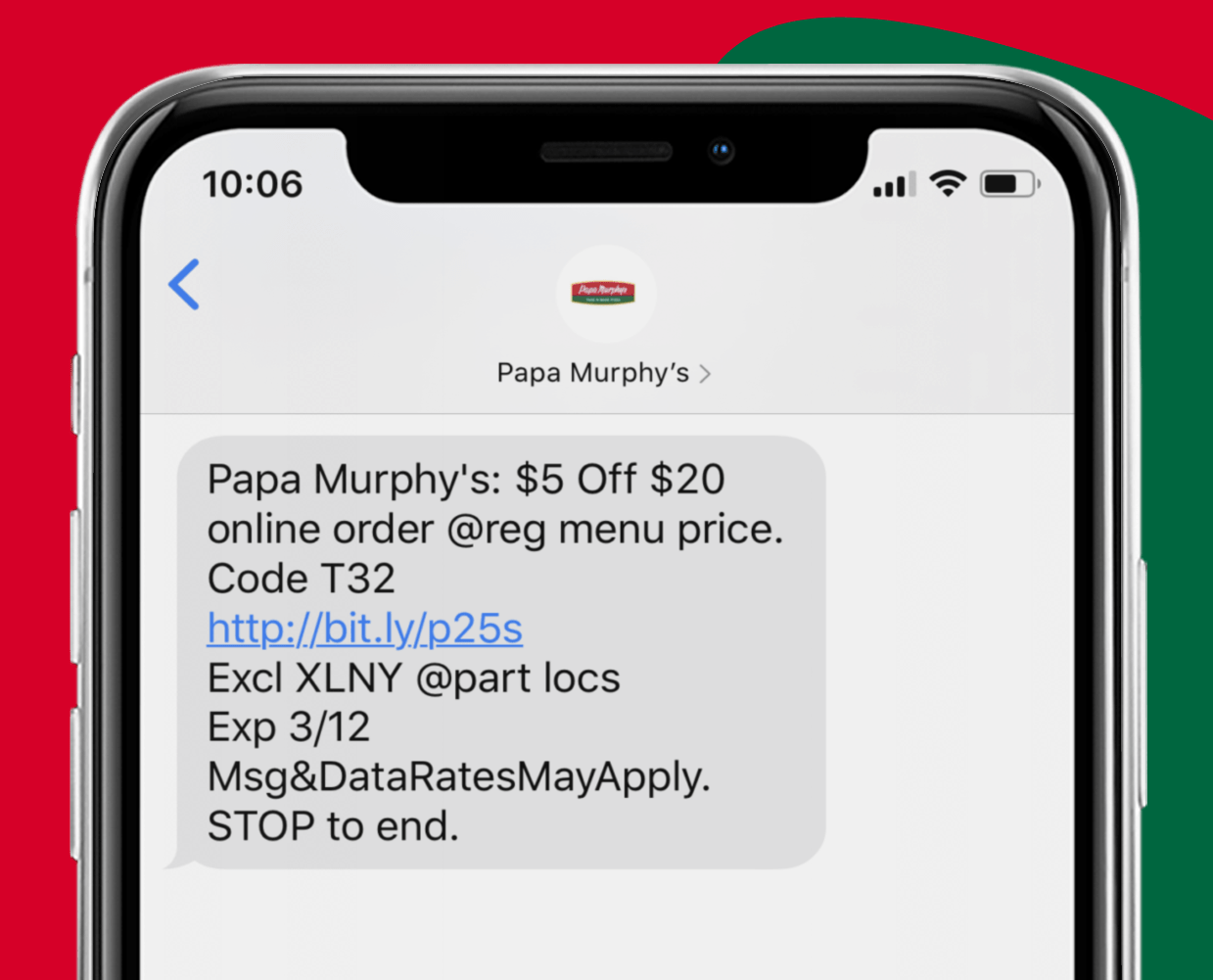 Papa Murphys SMS Marketing Example for Restaurants