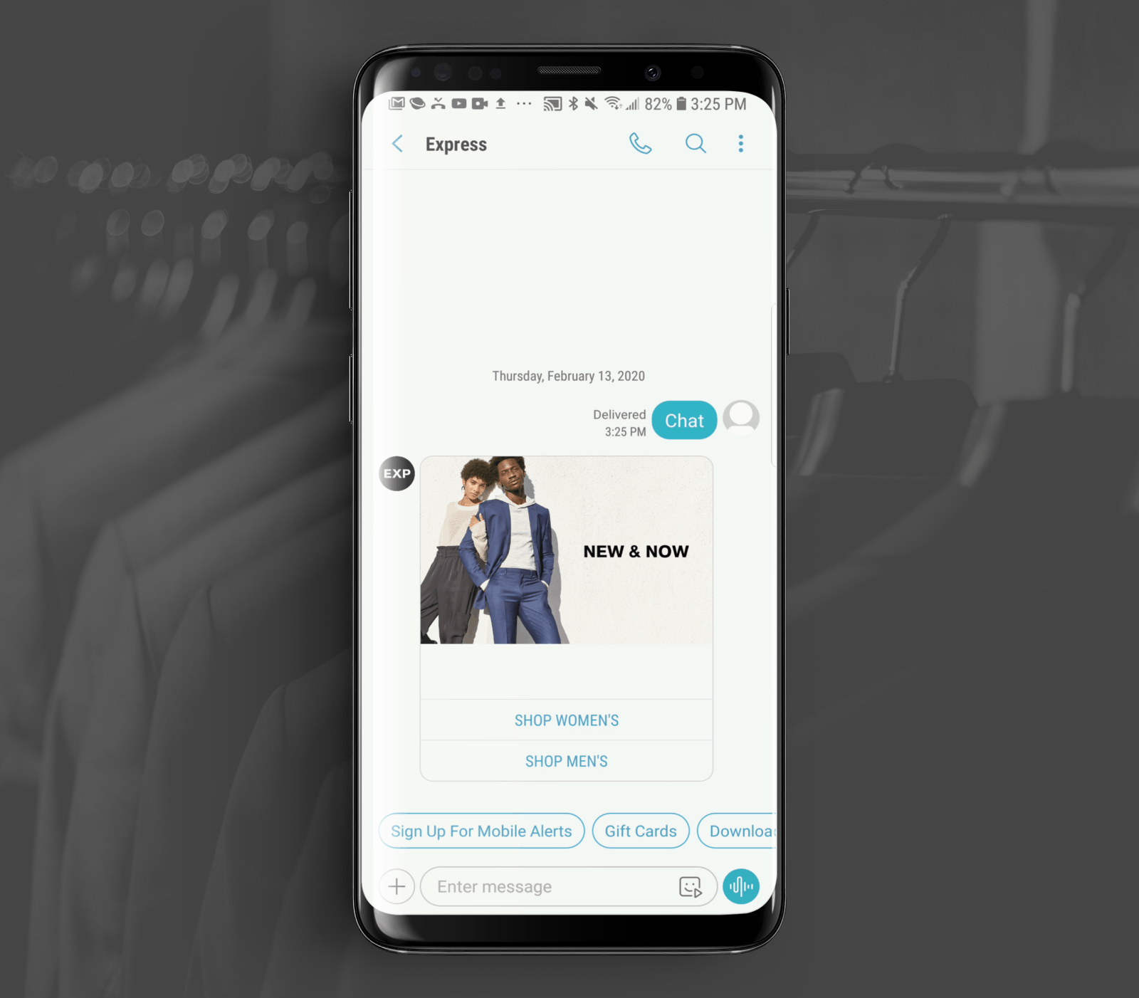 RCS Business Messaging Example from Express Clothing Stores 2