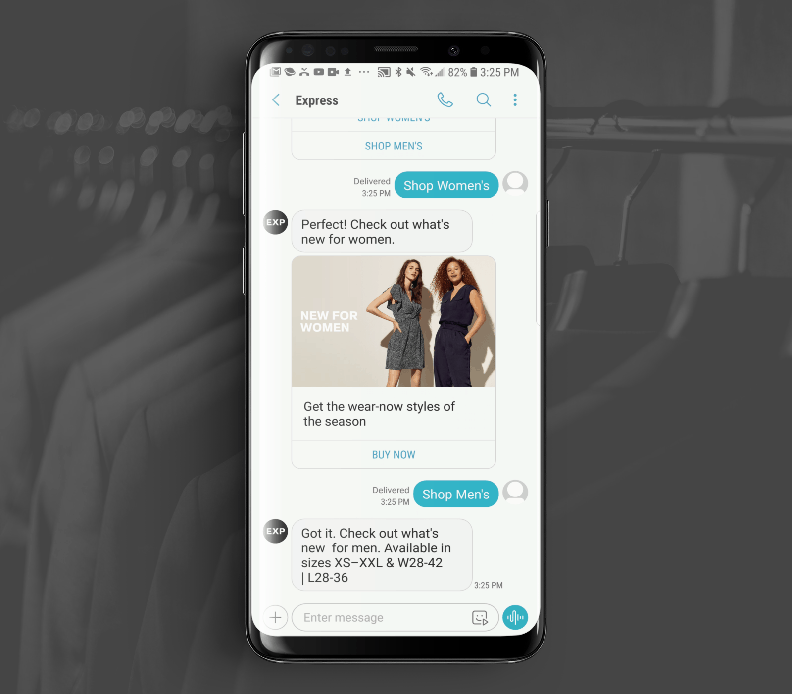 RCS Business Messaging Example from Express Clothing Stores 3
