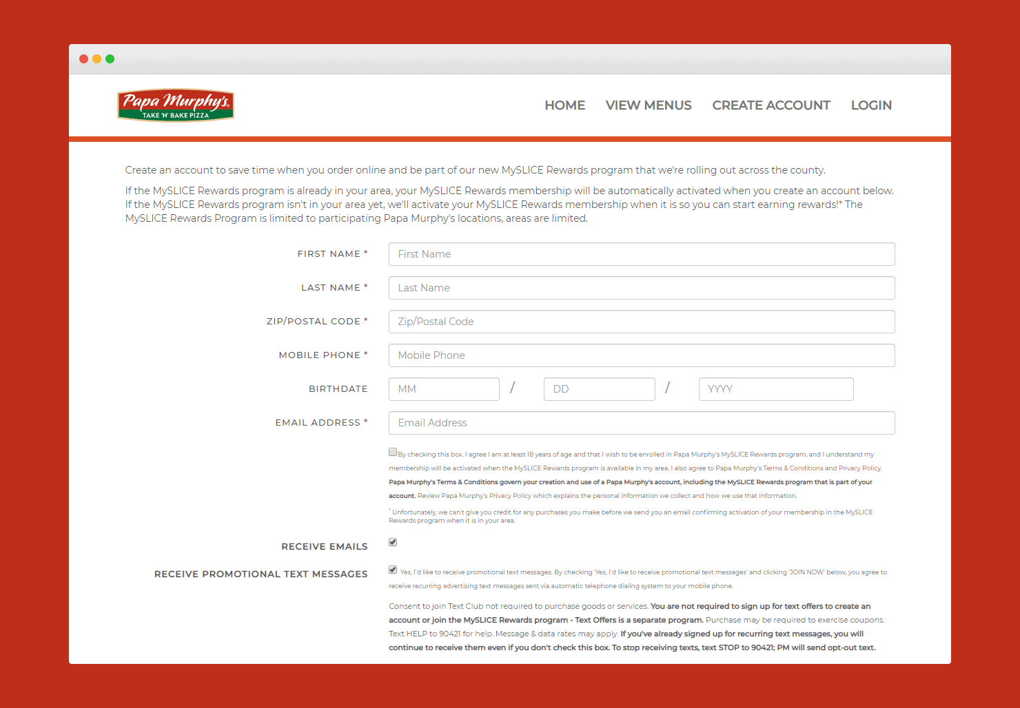 Restaurant SMS Marketing Example from Papa Murphy