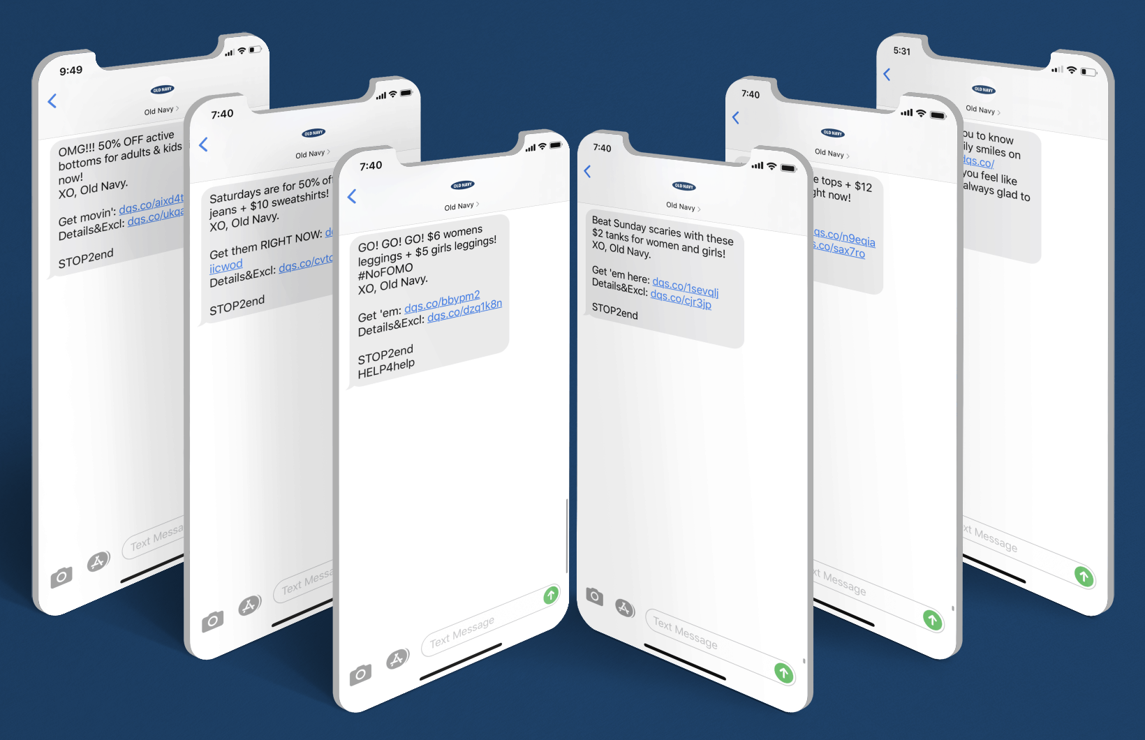 Retail SMS Marketing Examples from Old Navy