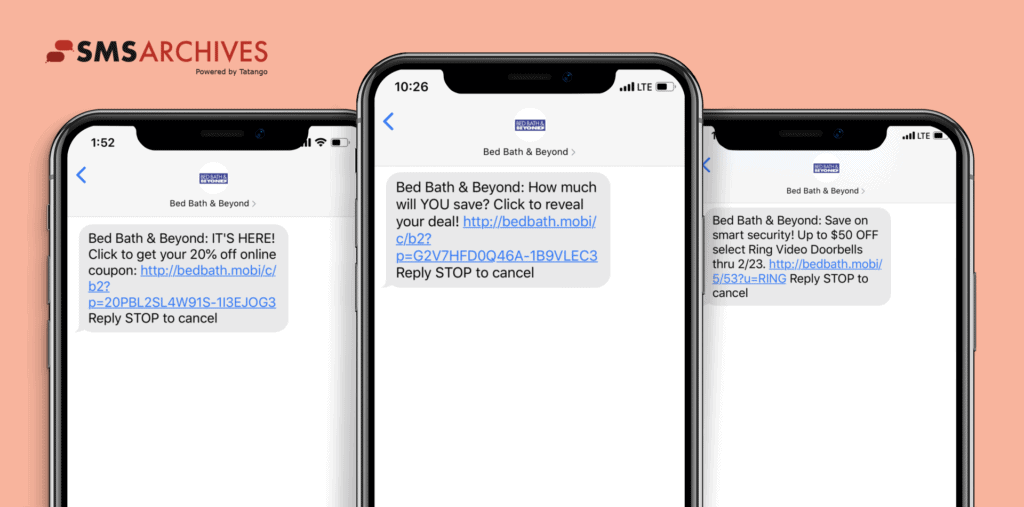 SMS Marketing Examples from Bed Bath and Beyond