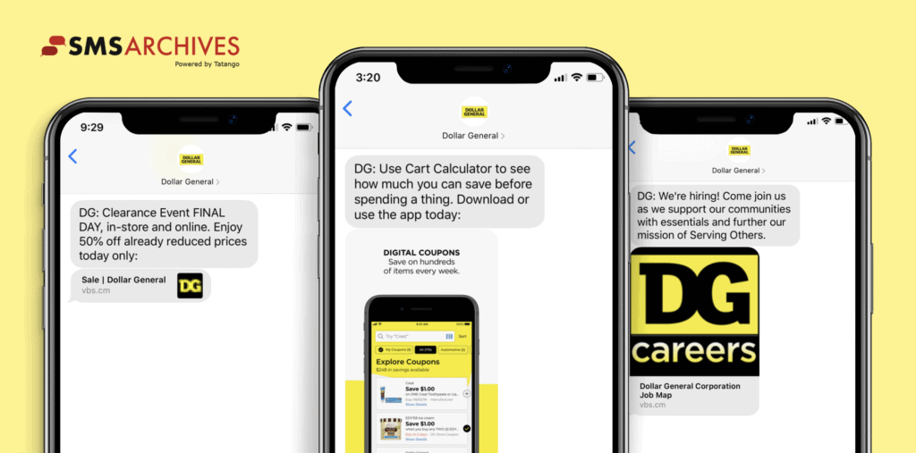 SMS Marketing Examples from Dollar General
