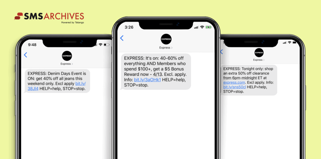 SMS Marketing Examples from Express