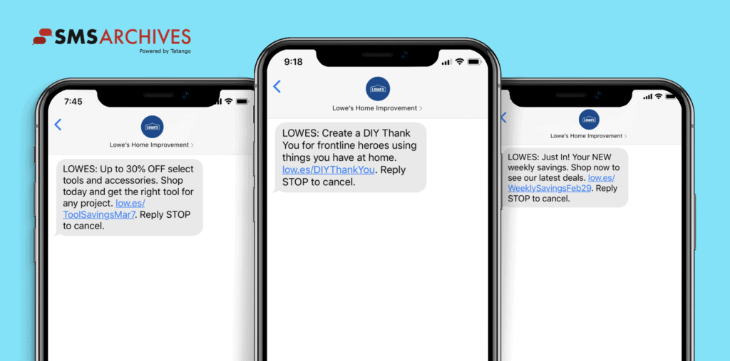 SMS Marketing Examples from Lowes