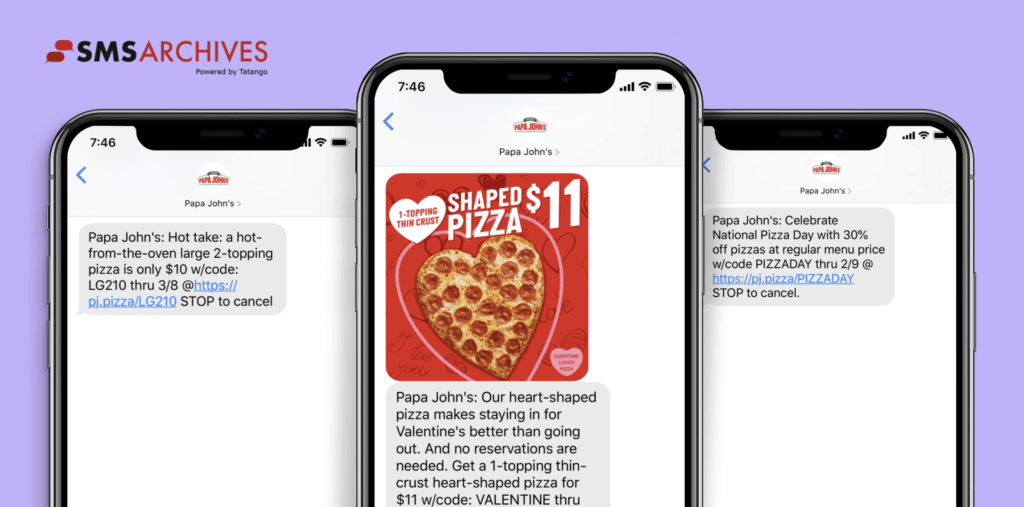 SMS Marketing Examples from Papa Johns