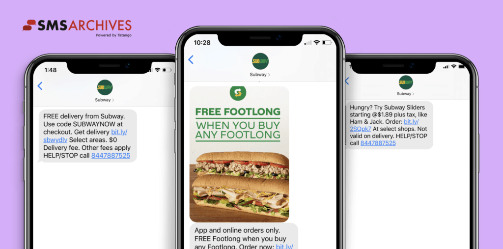 SMS Marketing Examples from Subway