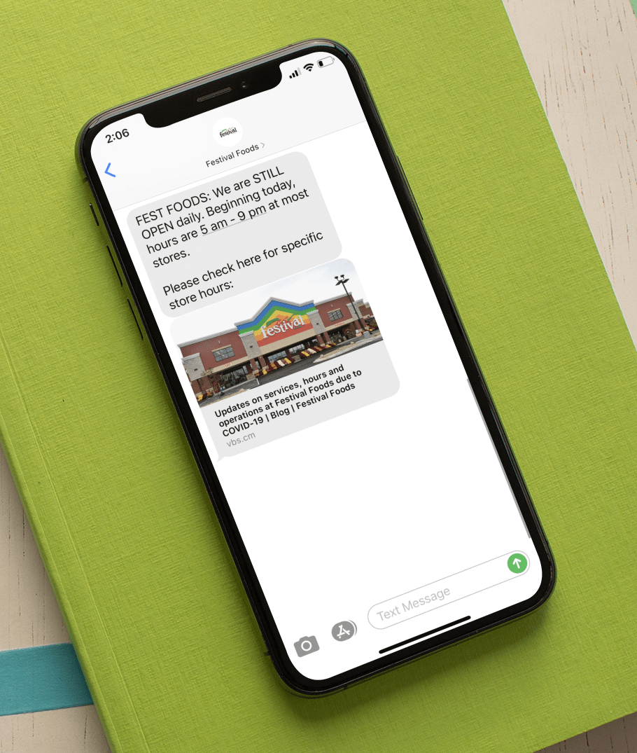 SMS Marketing Message with a Hyperlink from Festival Foods