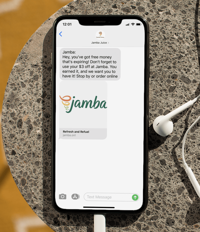 SMS Marketing Message with a Hyperlink from Jamba Juice