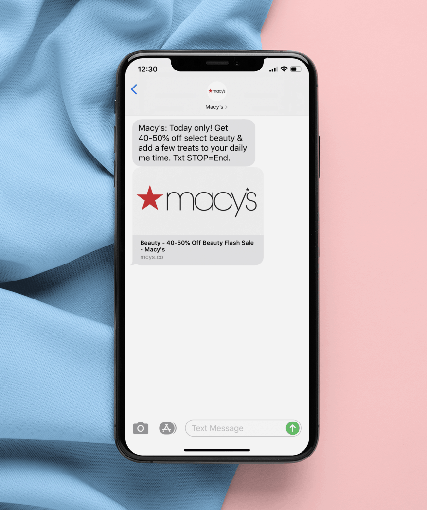 SMS Marketing Message with a Hyperlink from Macys