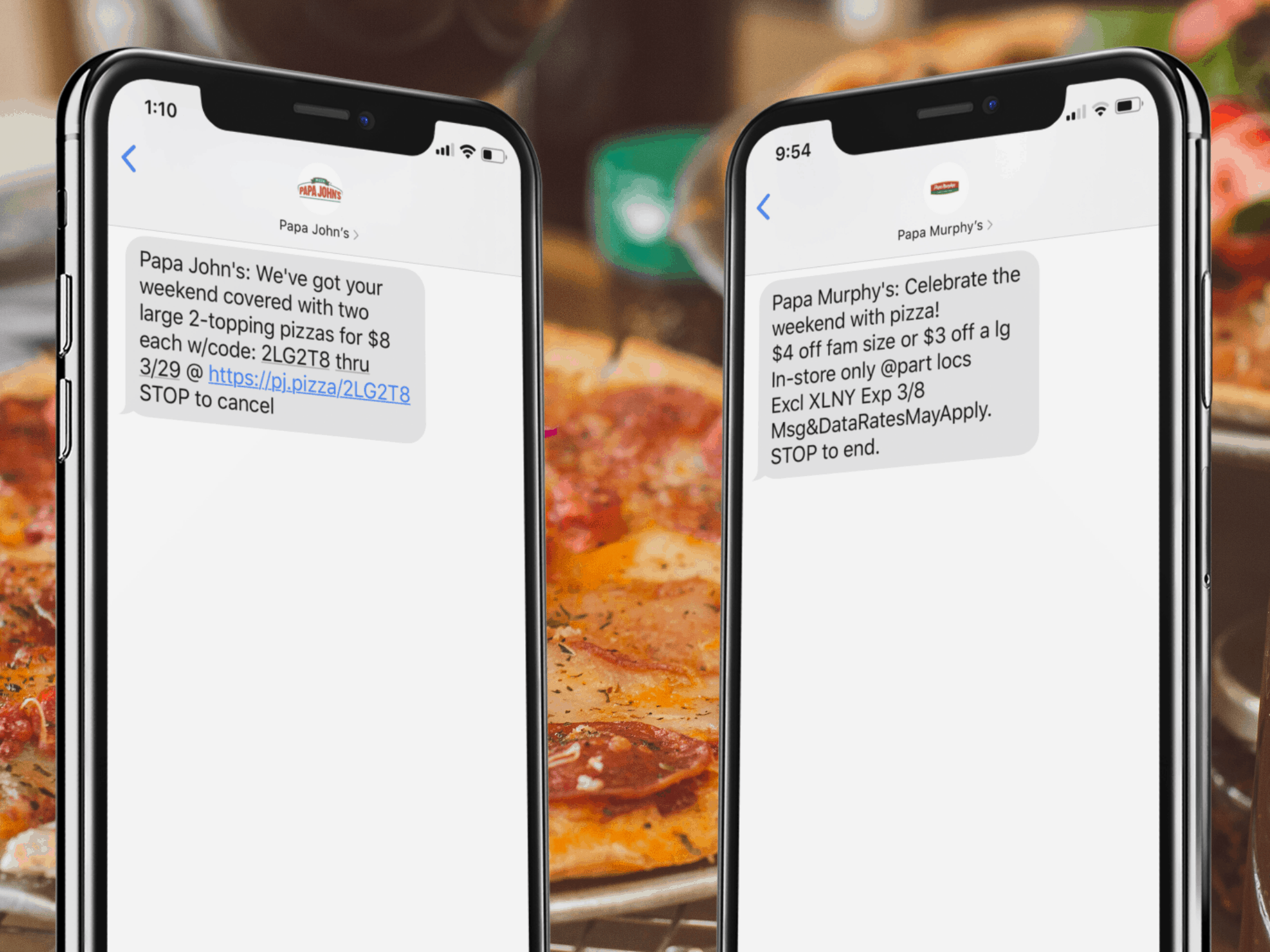 SMS Marketing Showdown - Papa Johns vs Papa Murphys - Weekend