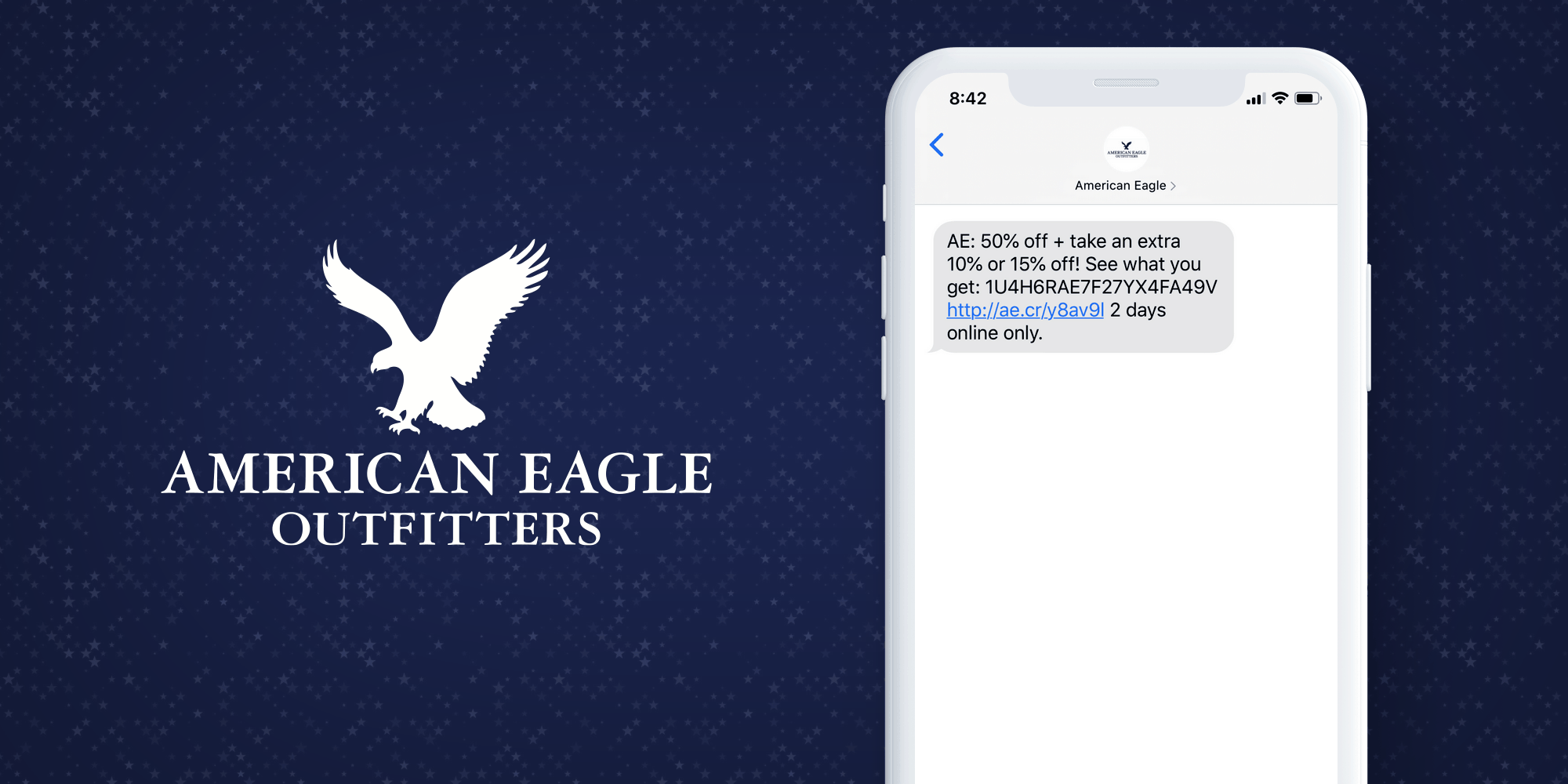 American Eagle SMS Marketing Example - 50 Examples of Brands Using SMS Marketing